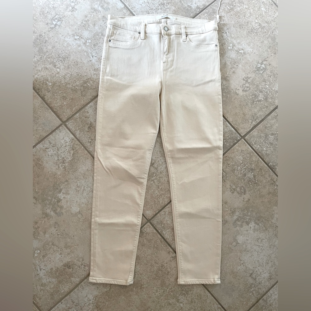 Hudson Midrise skinny crop Jean in Cream